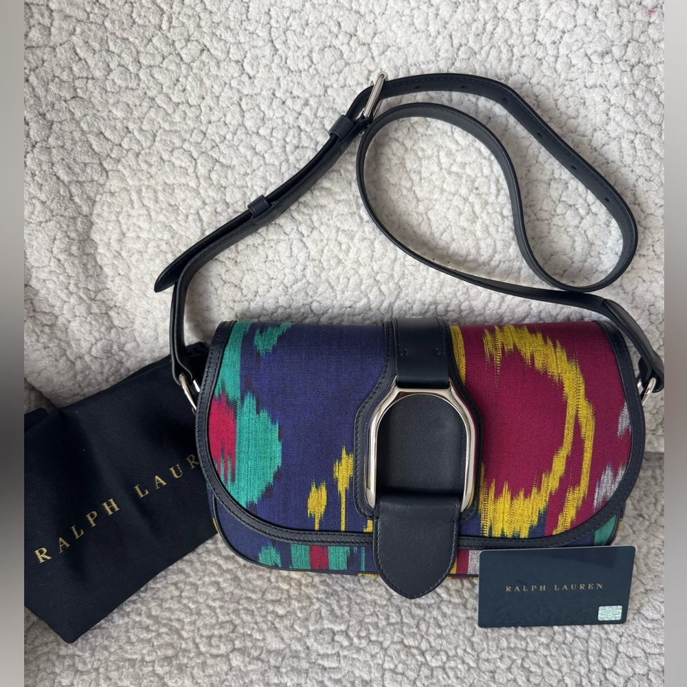 NWOT Ralph Lauren Collection Silk Ikat Print Welington Shoulder Bag